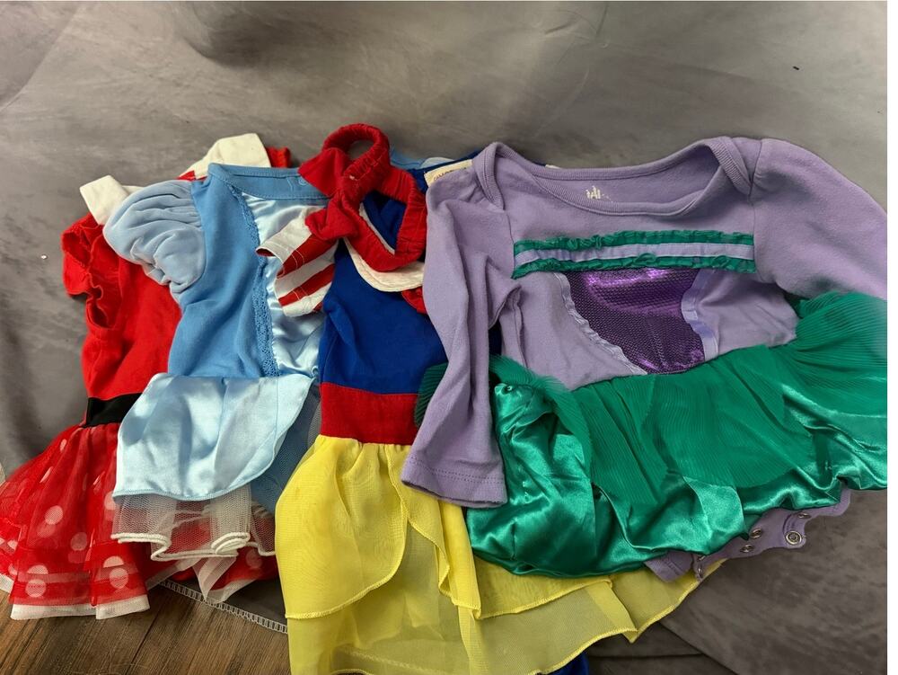 LOT of 4 infant Disney dresses, princess, costumes Size 9-18mos.